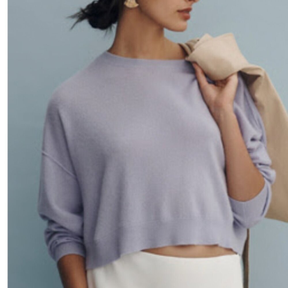 PilcrobThe Alani Cashmere Sweater Cropped Crew-Neck Periwinkle Lavender